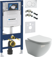 Комплект Унитаз подвесной Ceramicanova Metropol CN4002 безободковый + Крепления Geberit Duofix 111.815.00.1 к стене + Звукоизоляция + Инсталляция UP 320 111.300.00.5 + Кнопка Sigma 01 115.770.11.5 белая