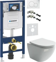Комплект Унитаз подвесной Ceramicanova Metropol CN4002 безободковый + Крепления Geberit Duofix 111.815.00.1 к стене + Звукоизоляция + Инсталляция UP 320 111.300.00.5 + Кнопка Sigma 01 115.770.11.5 белая
