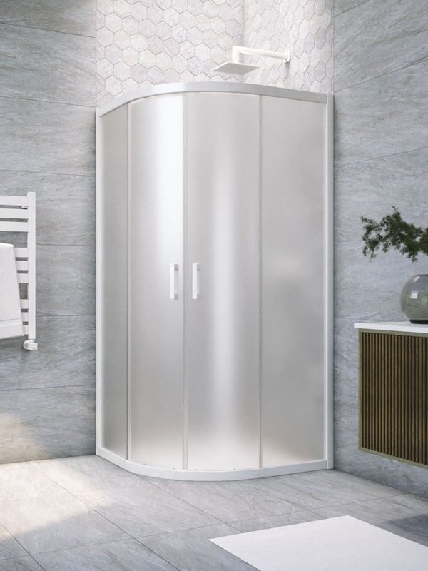 Душевой уголок Vegas Glass ZS Novo 90 01 10 профиль белый, стекло сатин