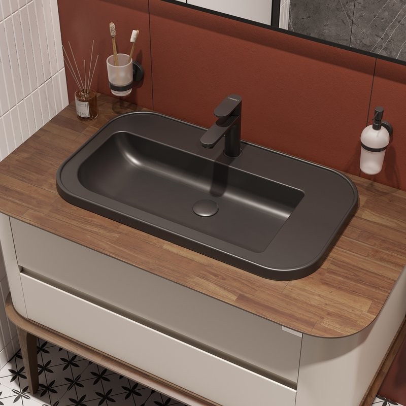 Смеситель для раковины Hansgrohe Rebris S 72517670 с донным клапаном, черный матовый