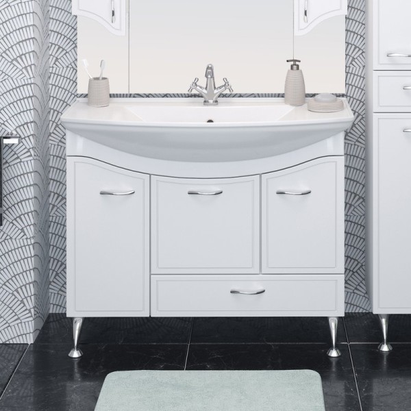 Тумба с раковиной Runo Севилья 105 с бельевой корзиной