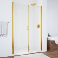 Душевая дверь в нишу Vegas Glass EP-F-2 125 09 01 L профиль золото, стекло прозрачное
