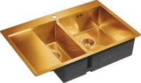 Комплект Мойка Paulmark Kroner PM227851-BGR брашированное золото R + Измельчитель Bone Crusher BC 610-AS