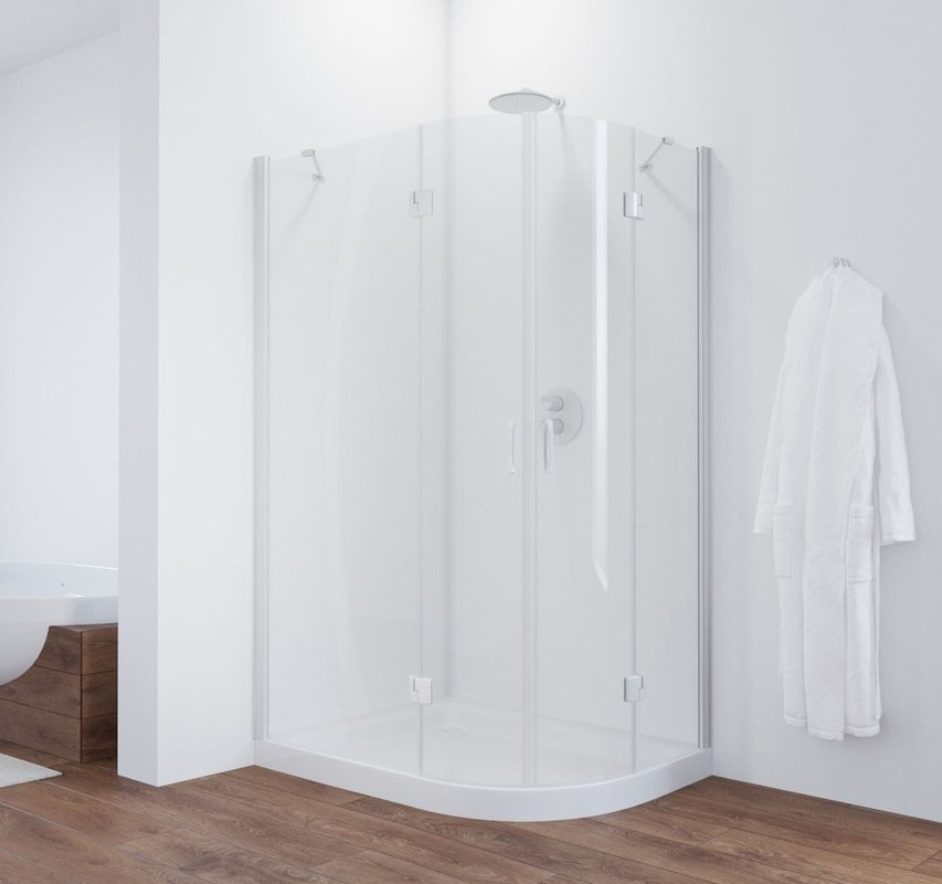 Душевой уголок Vegas Glass AFS-F 120*100 01 01 L профиль белый, стекло прозрачное