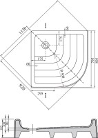 Поддон для душа Ravak Kaskada Ronda-80 PU с сифоном