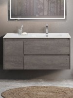 Тумба с раковиной BelBagno Kraft R, 100 2 ящика, дверца, cemento grigio