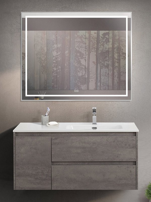 Тумба с раковиной BelBagno Kraft R, 100 2 ящика, дверца, cemento grigio