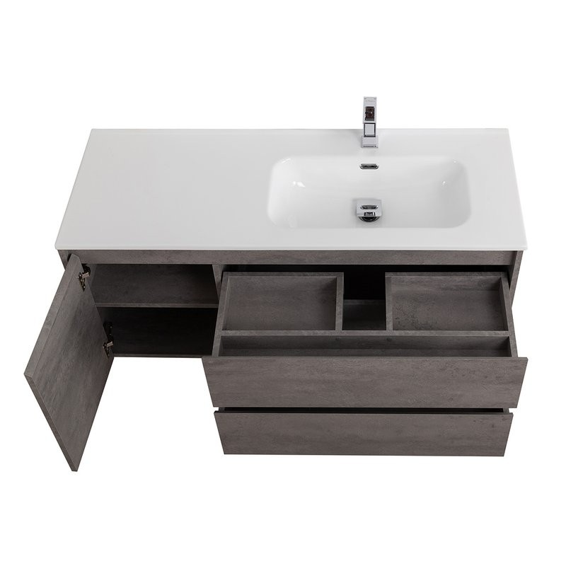 Тумба с раковиной BelBagno Kraft R, 100 2 ящика, дверца, cemento grigio