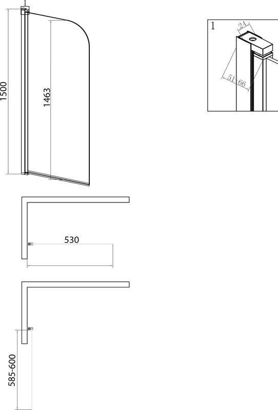Шторка на ванну RGW Screens SC-109 600x1500, профиль хром, стекло прозрачное