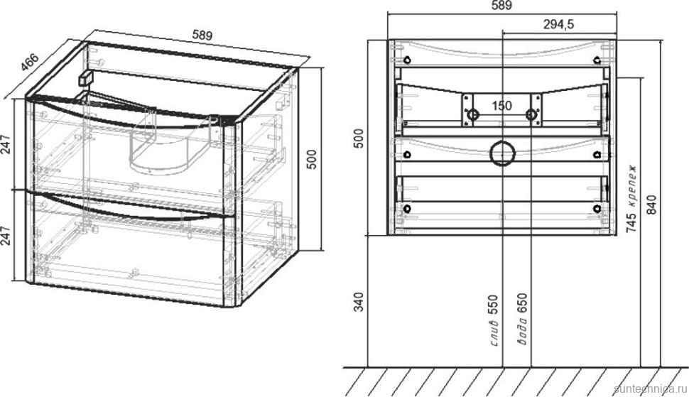 Мебель для ванной комнаты Vincea Paola 60 темный дуб, белая раковина