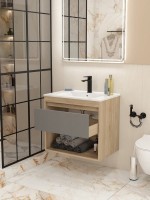 Тумба с раковиной Teymi Vitra 70 дуб, графит