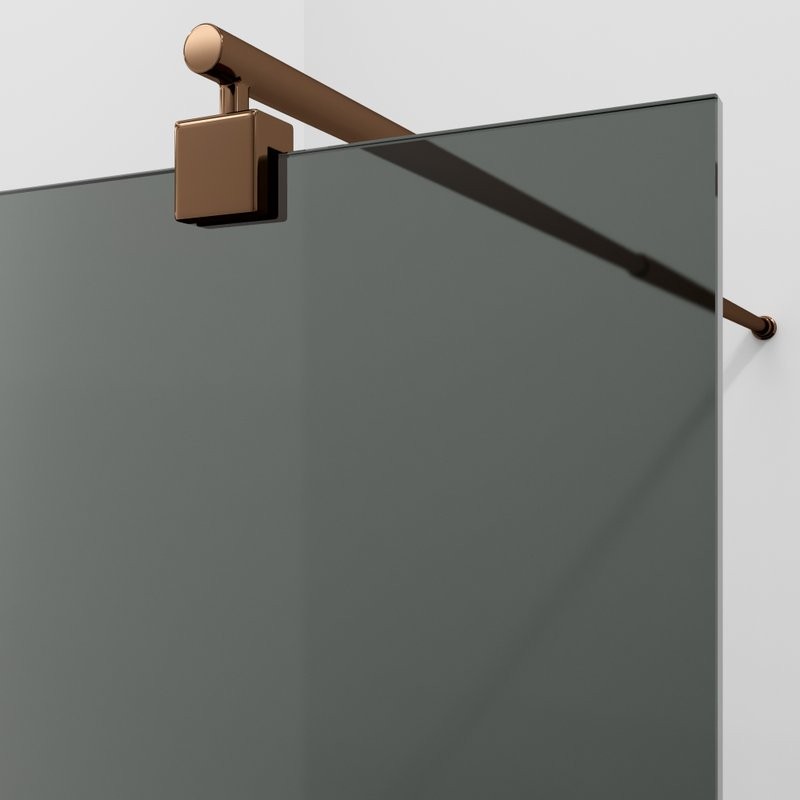 Душевая перегородка Wasserkraft Rur 30W 120 см, профиль розовое золото, стекло тонированное