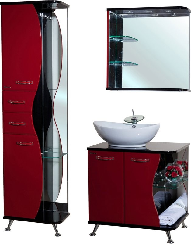 Зеркало Bellezza Рио L 70 красное с черным