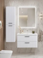 Тумба с раковиной BelBagno Due 80 ручки матовый темный никель, bianco lucido