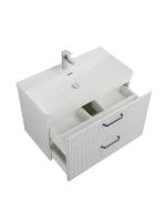 Тумба с раковиной BelBagno Due 80 ручки матовый темный никель, bianco lucido