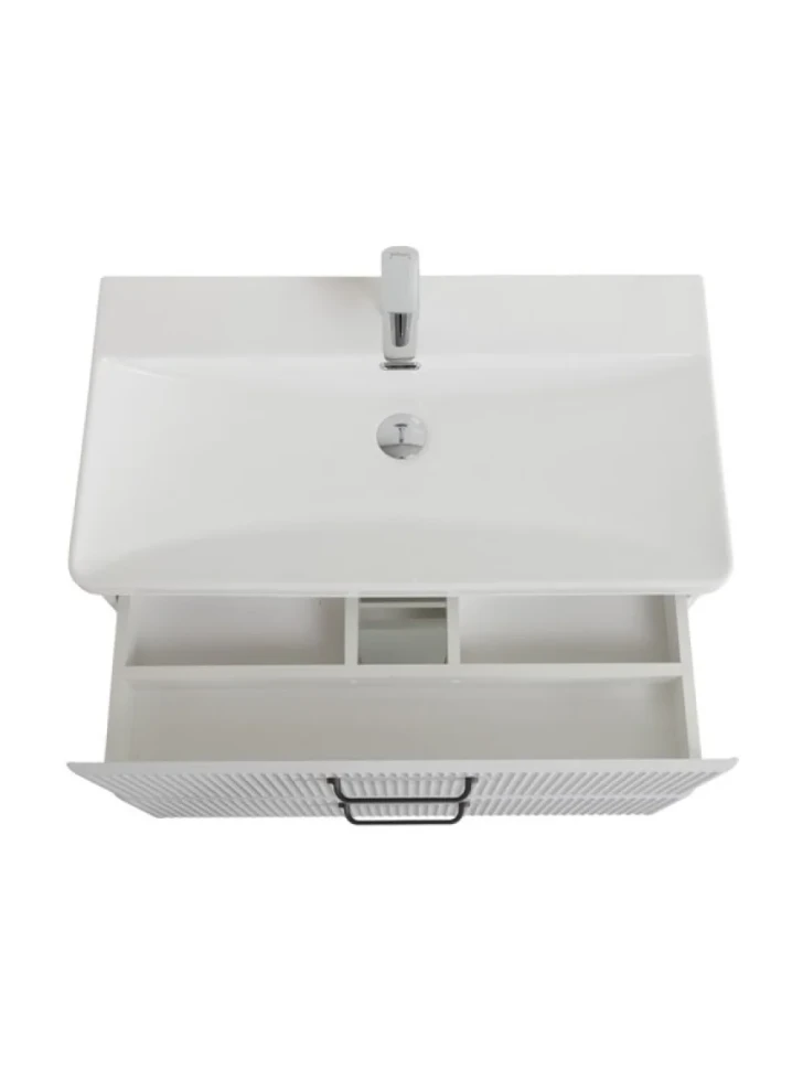 Тумба с раковиной BelBagno Due 80 ручки матовый темный никель, bianco lucido