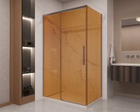 Душевой уголок Vincea Stella VSR-1ST9012GSGM 120x90 см, профиль вороненая сталь, стекло янтарь