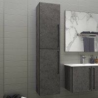 Шкаф пенал для ванной Brevita Rock L, бетон темно-серый