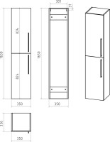 Шкаф пенал для ванной Brevita Rock L, бетон темно-серый