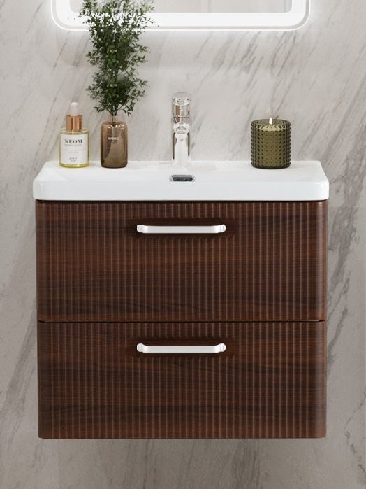 Тумба с раковиной BelBagno Due 50 ручки белые, noce