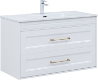 Тумба под раковину без столешницы Aquanet Бостон new 100 белый сатин, ручки золото