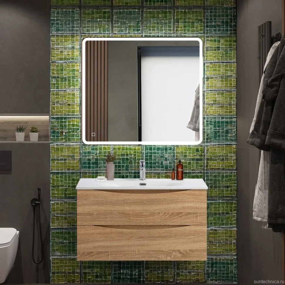 Тумба с раковиной BelBagno Marino-cer-n 90 подвесная, rovere bianco