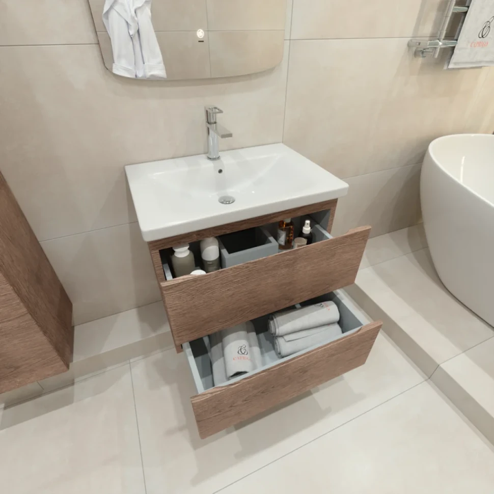 Мебель для ванной комнаты Caprigo Forte 65 подвесная, светлый орех