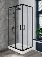 Душевой уголок Parly QZ71B N 100х70 см, с поддоном, профиль матовый черный, стекло прозрачное