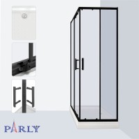 Душевой уголок Parly QZ71B N 100х70 см, с поддоном, профиль матовый черный, стекло прозрачное