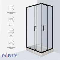 Душевой уголок Parly QZ71B N 100х70 см, с поддоном, профиль матовый черный, стекло прозрачное