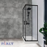 Душевой уголок Parly QZ71B N 100х70 см, с поддоном, профиль матовый черный, стекло прозрачное