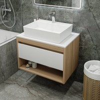 Тумба с раковиной Teymi Ritta 75 дуб эврика, матовая белая, раковина Aina 56