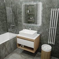 Тумба с раковиной Teymi Ritta 75 дуб эврика, матовая белая, раковина Aina 56