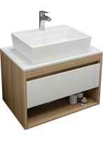 Тумба с раковиной Teymi Ritta 75 дуб эврика, матовая белая, раковина Aina 56