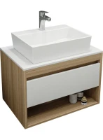 Тумба с раковиной Teymi Ritta 75 дуб эврика, матовая белая, раковина Aina 56
