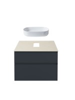 Тумба с раковиной Allen Brau Infinity 85 2 ящика, антрацит матовый, столешница бежевая, раковина Fantasy Oval 55