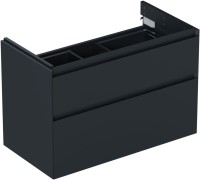 Тумба с раковиной Allen Brau Infinity 85 2 ящика, антрацит матовый, столешница бежевая, раковина Fantasy Oval 55