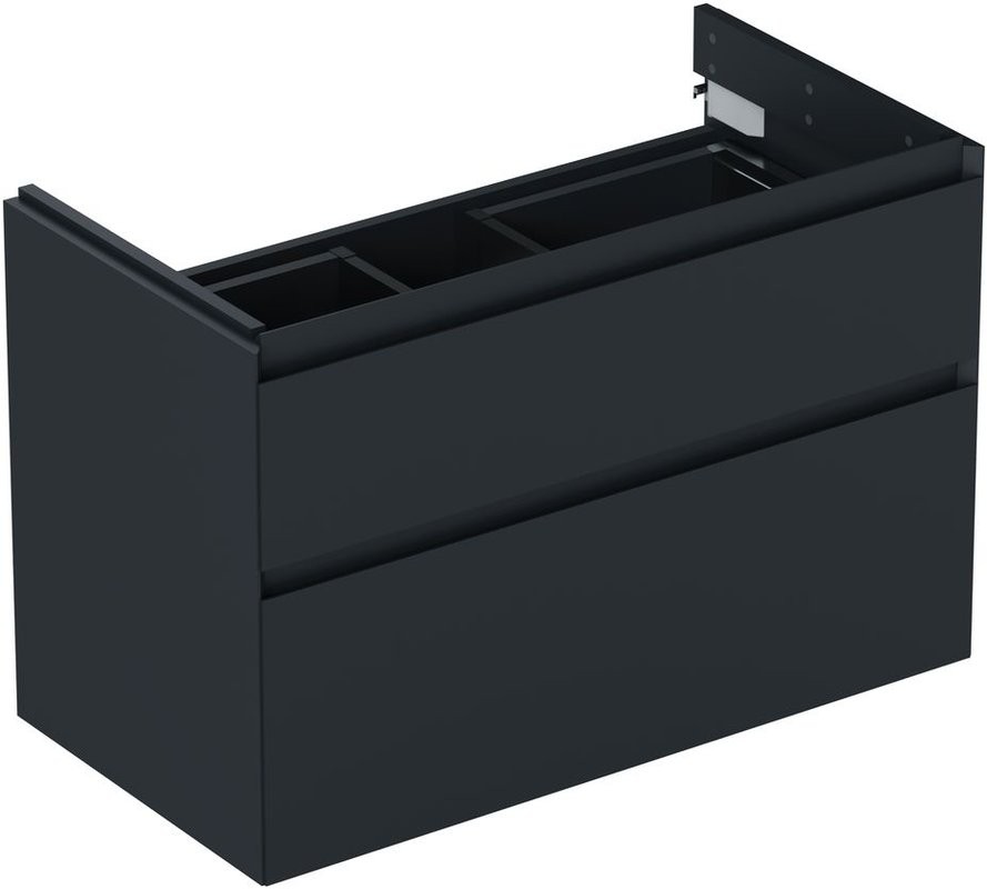 Тумба с раковиной Allen Brau Infinity 85 2 ящика, антрацит матовый, столешница бежевая, раковина Fantasy Oval 55