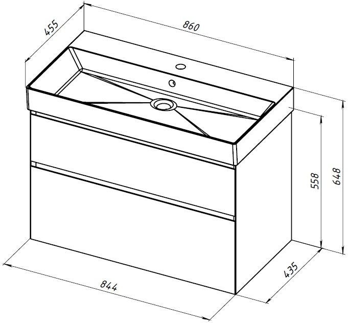 Тумба с раковиной Allen Brau Infinity 85 2 ящика, антрацит матовый, столешница бежевая, раковина Fantasy Oval 55