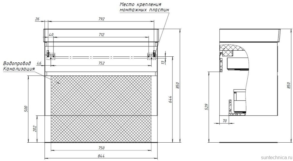 Тумба с раковиной Allen Brau Infinity 85 2 ящика, антрацит матовый, столешница бежевая, раковина Fantasy Oval 55