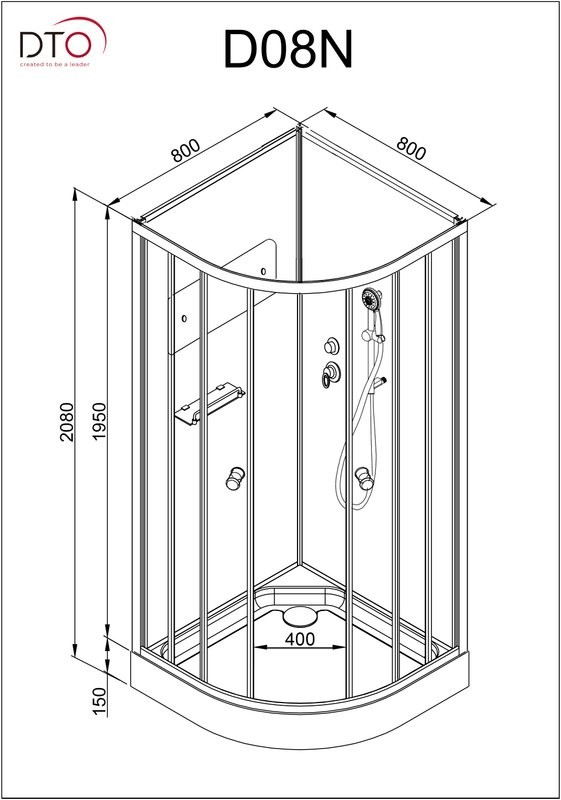 Душевая кабина DTO D D08 профиль хром, стекло матовое