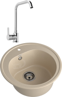 Комплект Мойка GranFest Rondo R-510 кашемир + Смеситель MEGA Ege MG-PL10 хром