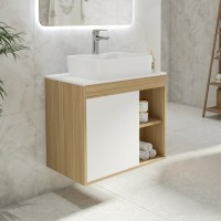 Тумба с раковиной Teymi Nura 70 дуб эврика, матовая белая, раковина Helmi S 48