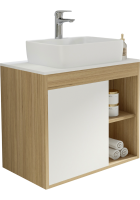 Тумба с раковиной Teymi Nura 70 дуб эврика, матовая белая, раковина Helmi S 48