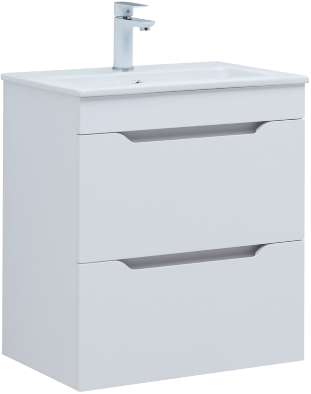 Тумба под раковину без столешницы Aquanet Практика 60 2 ящика, белая матовая