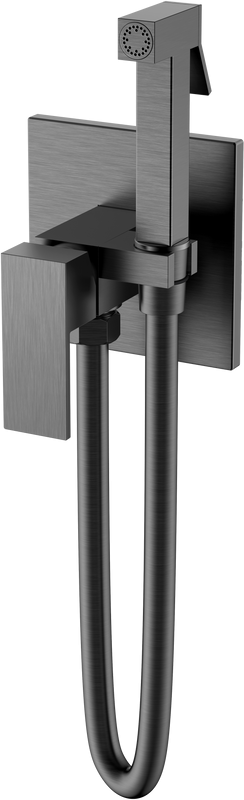 Гигиенический душ Boheme Qubic 477-GM со смесителем, С ВНУТРЕННЕЙ ЧАСТЬЮ, matt gun metal