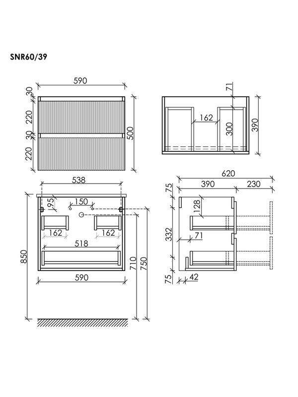 Тумба с раковиной Sancos Snob R 60 Doha Soft, раковина CN7025