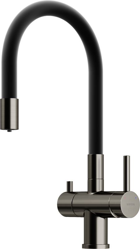 Смеситель для кухни Sancos Lucia SC4004GG с гибким изливом, вороненая сталь