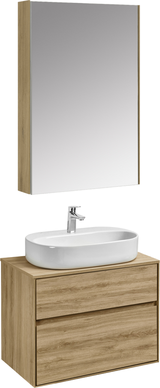 Мебель для ванной комнаты AQUATON Либерти 75 со столешницей дуб эльвезия, раковина Одри 62