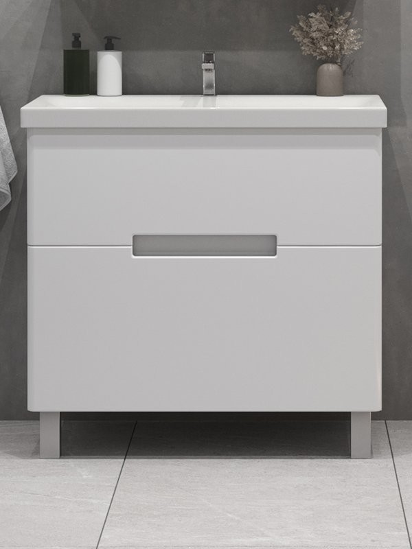 Тумба с раковиной SanStar Ориана 80 напольная, раковина Cersanit Moduo 80